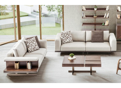 Beige-Brown Sofa Set Luxury Couches Upholstered Furniture Set Sofas 3+2 Seater
