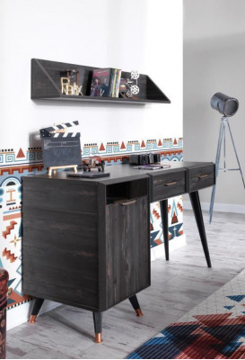 Modern black office furniture desk shelf wood stylish design new