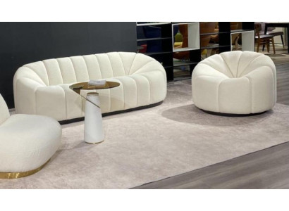 Exclusive Cozy White Living Room 3 Seater Sofa Modern 2x Armchair New