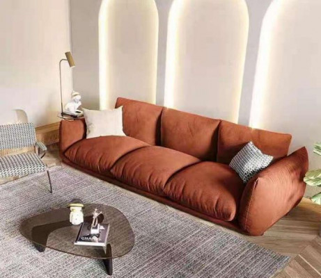 3-seater sofa textile wood modern brown sofa upholstery couch luxury new sofa
