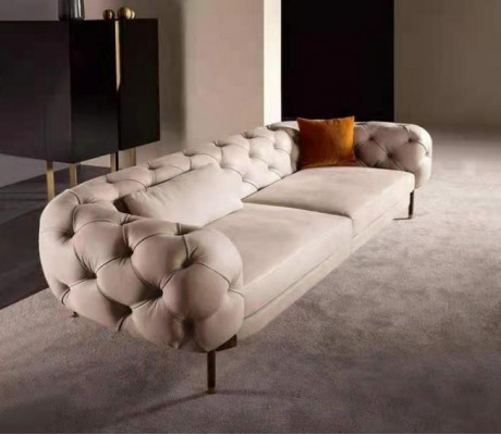 Sofa 3 seater luxurious beige upholstered sofas design artificial leather new modern