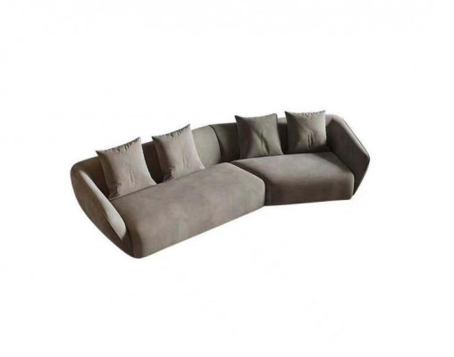 Exclusive luxurious 4-seater sofa fabric seat modern textile furniture gray color