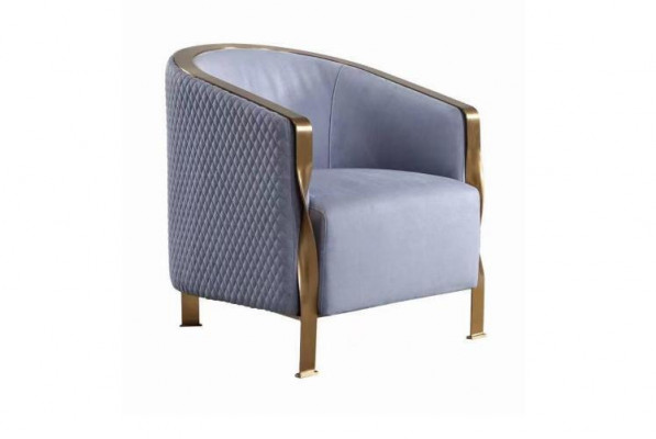 Modern luxurious grey armchair furniture television sofa upholstery club chair metal