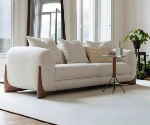 Sofa 3-Seater White High-Quality Upholstery Sofas Design Textile New Modern