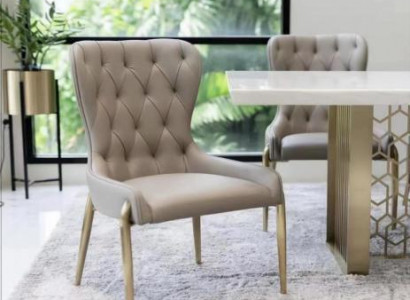 Beige Chesterfield Single Seater Metal Chair Luxury Dining Chairs Modern Chair