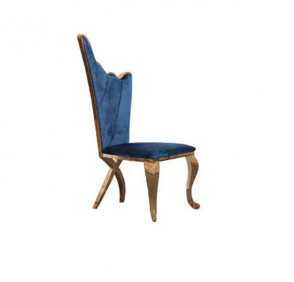Stylish Armchair Chair Blue Seat Cushion Design Metal Textile Modern Style
