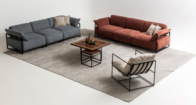 Luxurious Sofa Set 2x Four-Seater Designer Armchair Living Room Sofas