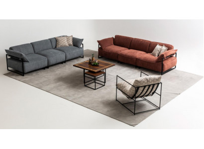 Luxurious Sofa Set 2x Four-Seater Designer Armchair Living Room Sofas
