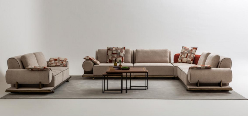 Fabric sofa couch living area corner design modern sofa corner sofa L-shape beige new