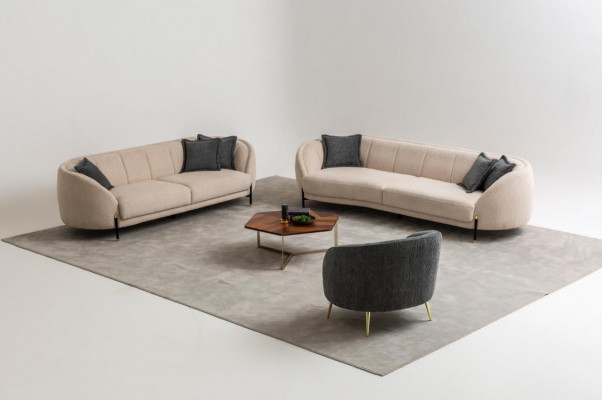 4 3 1 Seater Sofa Set Living Room Complete Sofas Set Beige Modern Set