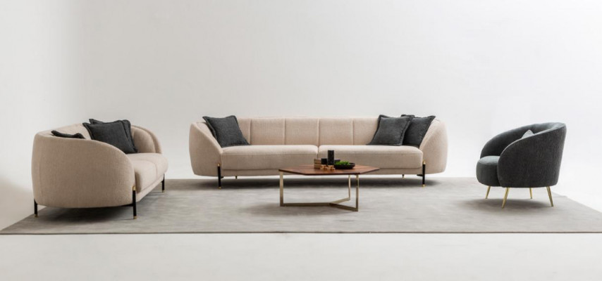 4 3 1 Seater Sofa Set Living Room Complete Sofas Set Beige Modern Set