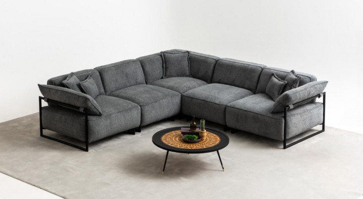 Fabric sofa couch living landscape corner design modern sofa sectional L-shape gray
