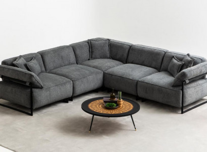 Fabric sofa couch living landscape corner design modern sofa sectional L-shape gray