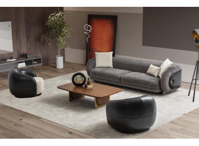 Modern gray sofa set 3-seater sofas 2x armchairs living room set