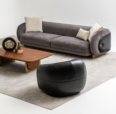 Modern gray sofa set 3-seater sofas 2x armchairs living room set