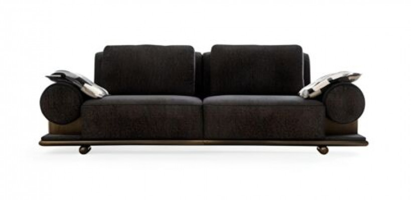 Modern sofa 3-seater black premium upholstery sofas design textile new