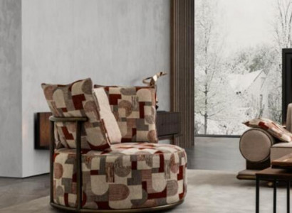 Modern multicolored armchair design sofa seat luxury relax textile lounge upholstery