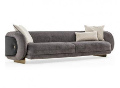 Living Room Gray Fabric Sofa 4-Seater Luxury Furniture Seating Design Couch Lounge