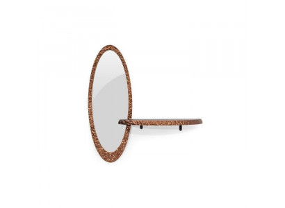 Designer Oval Mirror Luxurious Glass Mirror Stylish Shelf 2-Piece Set