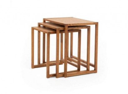 Brown Wooden Table Set 3-Piece Square Living Room Coffee Tables 3-Piece Set