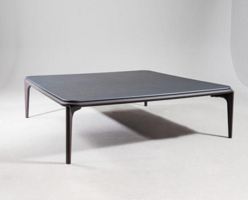 Chic coffee table for living room, modern square novelty, gray color.