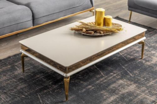 White living room coffee table, designer side table, stainless steel table, new.