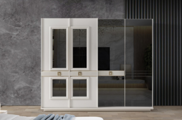 Sturdy white wardrobe bedroom designer cabinet glass cabinet