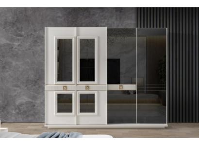 Sturdy white wardrobe bedroom designer cabinet glass cabinet