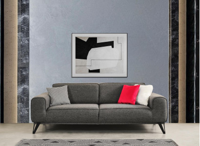 Gray 3-Seater Fabric Sofa Modern Design Living Room Textile Fabric Material
