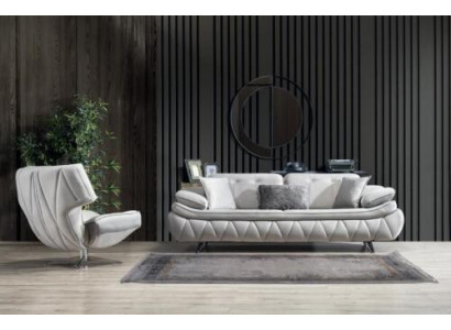 Living Room Set 2-piece 3-Seater Sofa with Armchair Modern Design Fabric Sofas