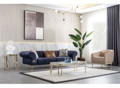 Modern blue-beige sofa set designer 3+1-seater luxury living room armchair