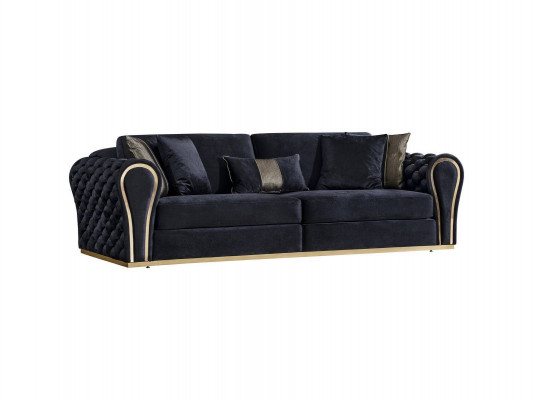 Stylish Black 3-Seater Luxury Living Room Sofa Upholstery