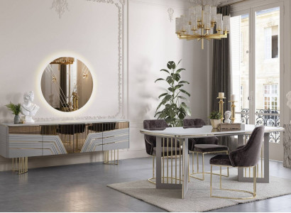 Modern dining room set dining table 4x chairs sideboard set