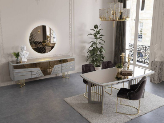 Modern dining room set dining table 4x chairs sideboard set