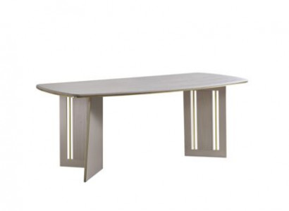Beige dining table modern wooden furniture half-oval table designer dining table