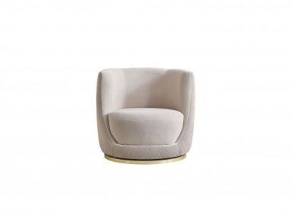 Beige living room armchair designer upholstered furniture noble lounge single seater
