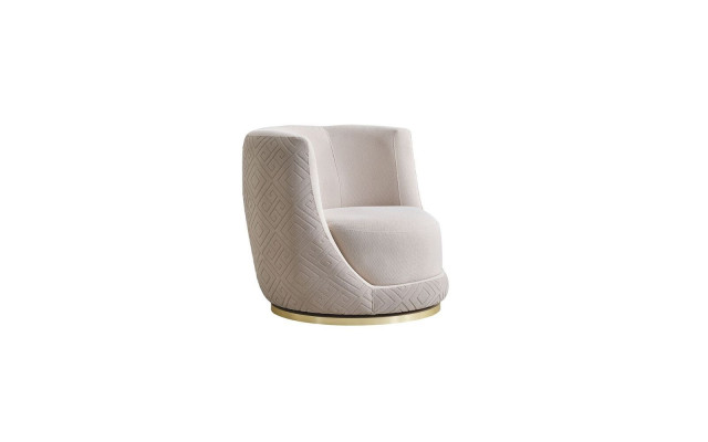 Beige living room armchair designer upholstered furniture noble lounge single seater