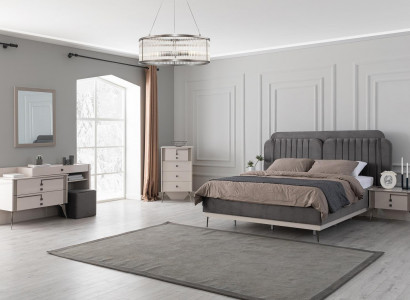 Bedroom complete set bed 2x nightstands luxury furniture 7 pieces