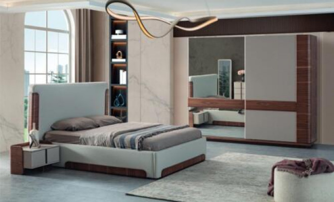 Graceful bedroom furniture luxury upholstered bed designer wardrobe