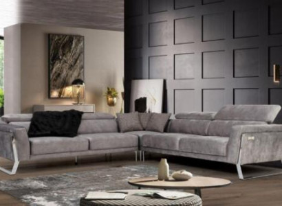 Gray living room corner sofa L-shaped couch large fabric sofa luxury furniture new