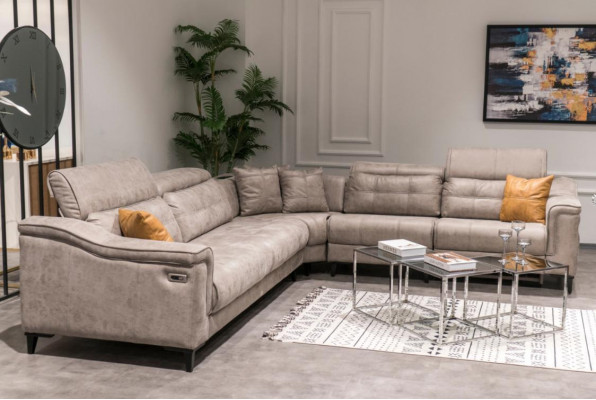 Robust gray corner sofa living room L-shaped leather sofa designer couches