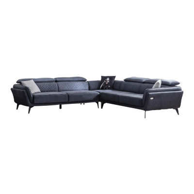 Robust Gray Fabric Sofa Designer L-Shaped Sofa Living Room Upholstered Couch