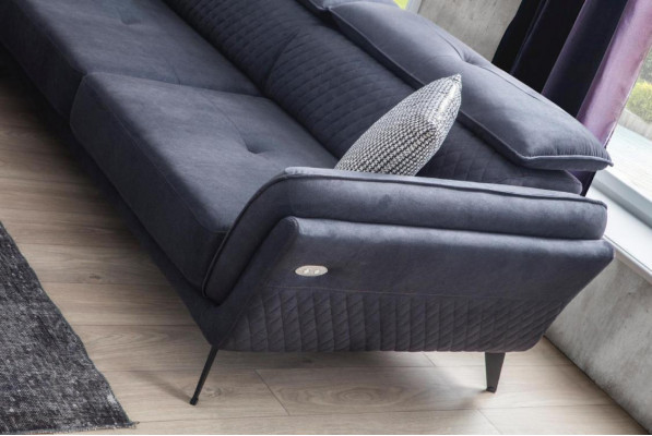 Robust Gray Fabric Sofa Designer L-Shaped Sofa Living Room Upholstered Couch