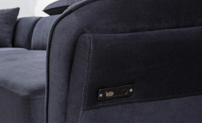 Robust Gray Fabric Sofa Designer L-Shaped Sofa Living Room Upholstered Couch