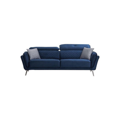 Designer upholstered couch set blue-gray fabric sofas luxury 2x 3-seater