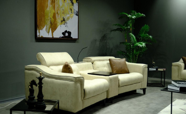 Beige two-seater designer sofa 2-seater living room luxurious seating furniture