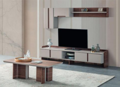 Stylish living room wall unit designer TV stand wooden coffee table