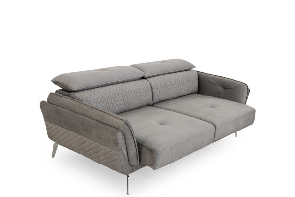 Gray fabric sofa luxurious upholstered couch modern three-seater textile furniture