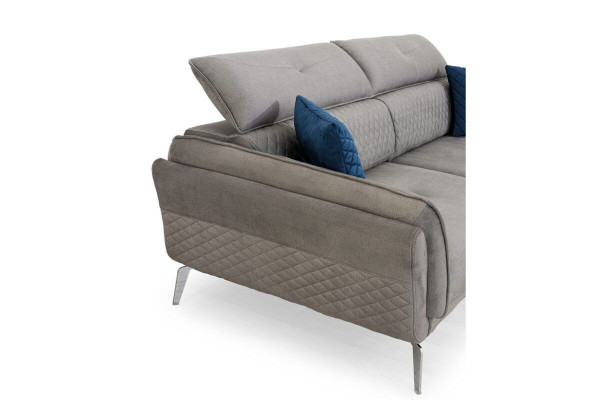 Gray fabric sofa luxurious upholstered couch modern three-seater textile furniture