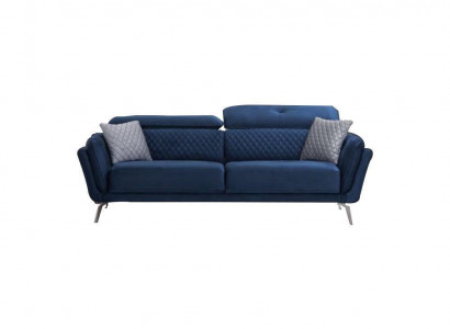 Blue textile sofa modern living room three-seater luxury 3-seater couch